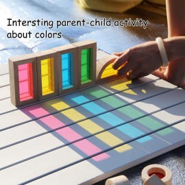 Gray Orange Wood Building Blocks Set 24pcs, Wooden Blocks for Toddlers, Rainbow Sensory Toys, Educational Toys, Preschool Wooden Stacking Toy for Kids