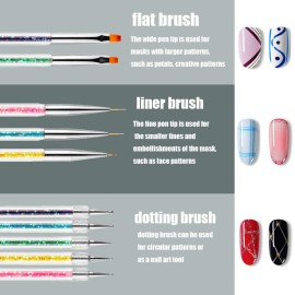 iFwevs Nail Art Brushes,5pcs Double Ended Brush & Dotting Tool Kit,Including Nail Liner Brush and Nail Dotting Pens for Nail Art Nail Salon iFwevs Nail Art Brushes,5pcs Double Ended Brush & Dotting Tool Kit,Including Nail Liner Brush and Nail Dotting Pens for Nail Art Nail Salon