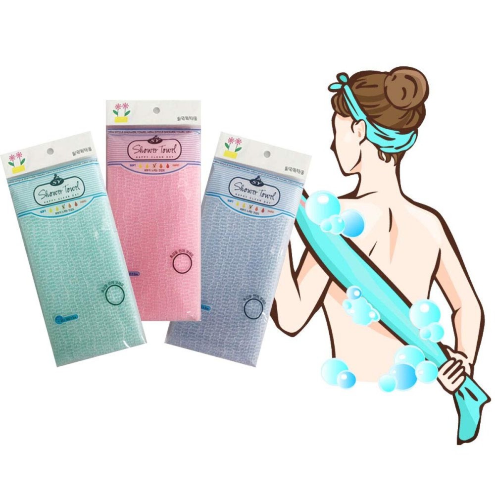 Premium Exfoliating Washcloth Towel(3 Color) Korean Loofah Bath Sponge Long Back Scrubber African Bath Sponge African Long Net for Shower/It Becomes Softer as You use.by NOPIGO