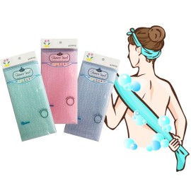 Premium Exfoliating Washcloth Towel(3 Color) Korean Loofah Bath Sponge Long Back Scrubber African Bath Sponge African Long Net for Shower/It Becomes Softer as You use.by NOPIGO