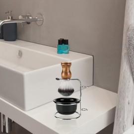 Aethland Mens Shaving Brush Kit, Soft Hair Shaving Brush, Stainless Steel Shave Brush Holder & Acrylic Soap Bowl Mug for Men Barber Shave Kit