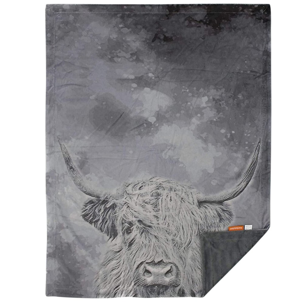 Dear Baby Gear - Reversible Baby Blankets - Soft Nursery Blanket for Newborn - Toddler Blankey - Throw Blanket for Boys & Girls - Infant Blankets - 40x30 (Gray Highland Cow - Smooth Gray)