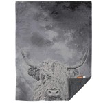 Dear Baby Gear - Reversible Baby Blankets - Soft Nursery Blanket for Newborn - Toddler Blankey - Throw Blanket for Boys & Girls - Infant Blankets - 40x30 (Gray Highland Cow - Smooth Gray)
