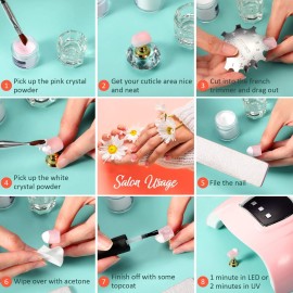 13 Pcs Acrylic Nail French Tip Tool, 6 French Tip Cutter Stainless Steel Smile Line Cutter Manicure Edge Trimmer DIY Plate Module with 2 Nail Cutting Knife and 5 Spare Blade(Silver)