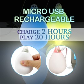 LED POI Balls Fiber Optic Lights USB Rechargeable 20 Vibrant Color Light Modes and Flashing Patterns Soft Spinning Balls Poi LED Optic Fiber Light Poi and More