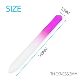 12 pcs Glass Nail File Double Sided Crystal Fingernail Files Set, Gradient Rainbow Color Buffer Manicure Tools for Women Girls(14 x 1 x 0.3 cm)