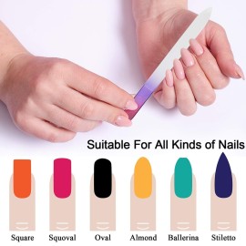 12 pcs Glass Nail File Double Sided Crystal Fingernail Files Set, Gradient Rainbow Color Buffer Manicure Tools for Women Girls(14 x 1 x 0.3 cm)