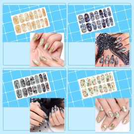 Maitys 336 Pieces 24 Sheets Full Wrap Nail Polish Strips Stickers Self Adhesive Gel Nail Strips Art Decals with File for Women DIY Decorations(Classic Style)