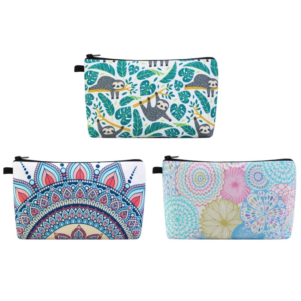 MAGEFY Makeup Bag 3 Styles Portable Travel Cosmetic Bag for Women Flower Patterns Small Toiletry Bag Sloth Gifts for Women Makeup Pouch with Black Zipper Pouch (3 packs) MAGEFY Makeup Bag 3 Styles Portable Travel Cosmetic Bag for Women Flower Patterns Small Toiletry Bag Sloth Gifts for Women Makeup Pouch with Black Zipper Pouch (3 packs)
