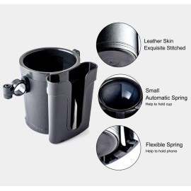 Yoyoapple Bike Cup Holder Handlebar with Cell Phone Keys Holder Bicycle Drink Beer Holder Black