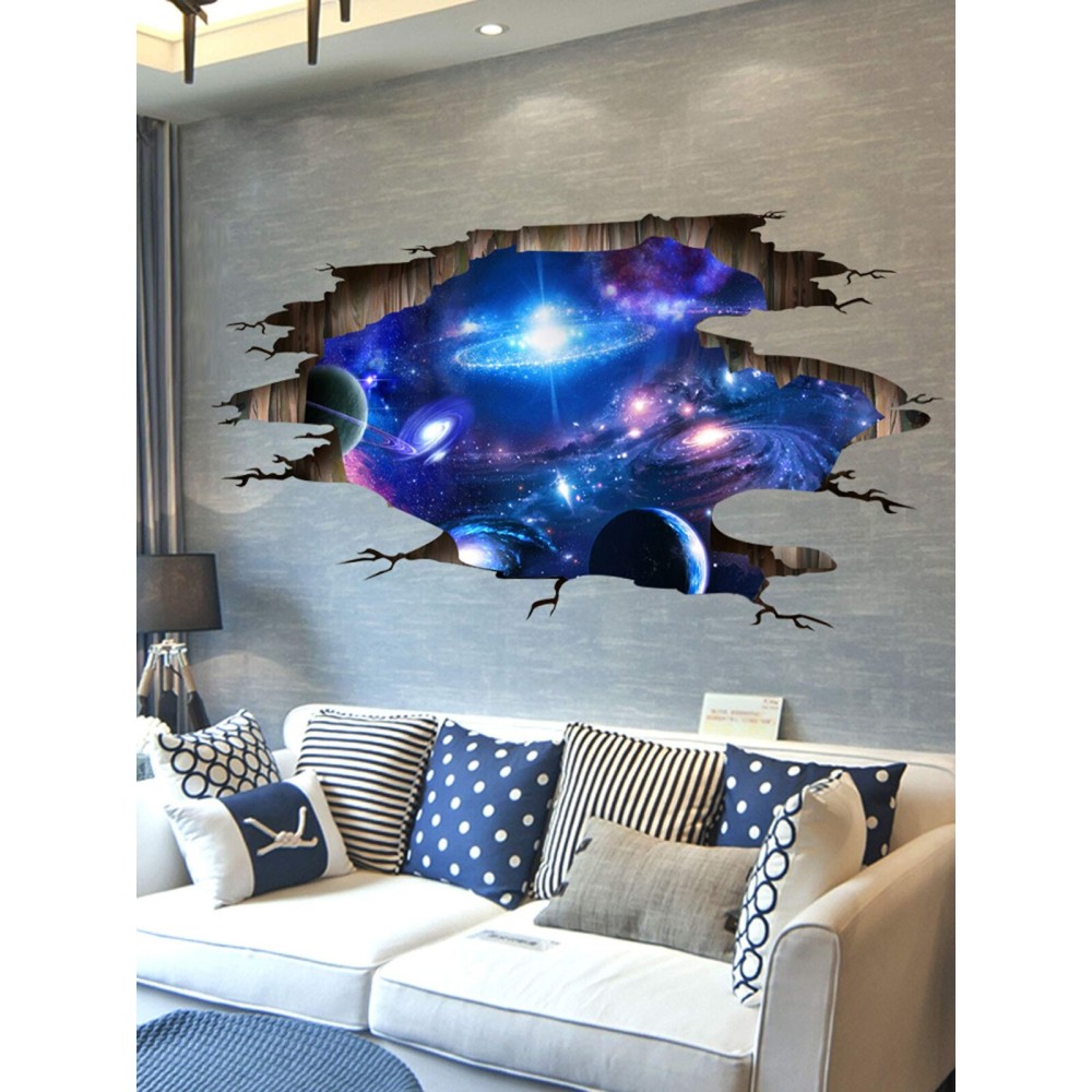 3D Galaxy Decor Wall Decal - PVC Material - Cosmic Style - Waterproof - Space Pattern - Indoor Use - Single Use - Wall Decal