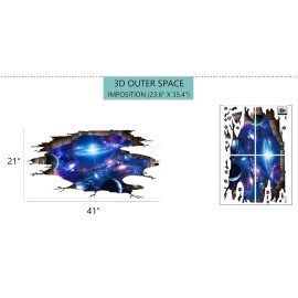 3D Galaxy Decor Wall Decal - PVC Material - Cosmic Style - Waterproof - Space Pattern - Indoor Use - Single Use - Wall Decal