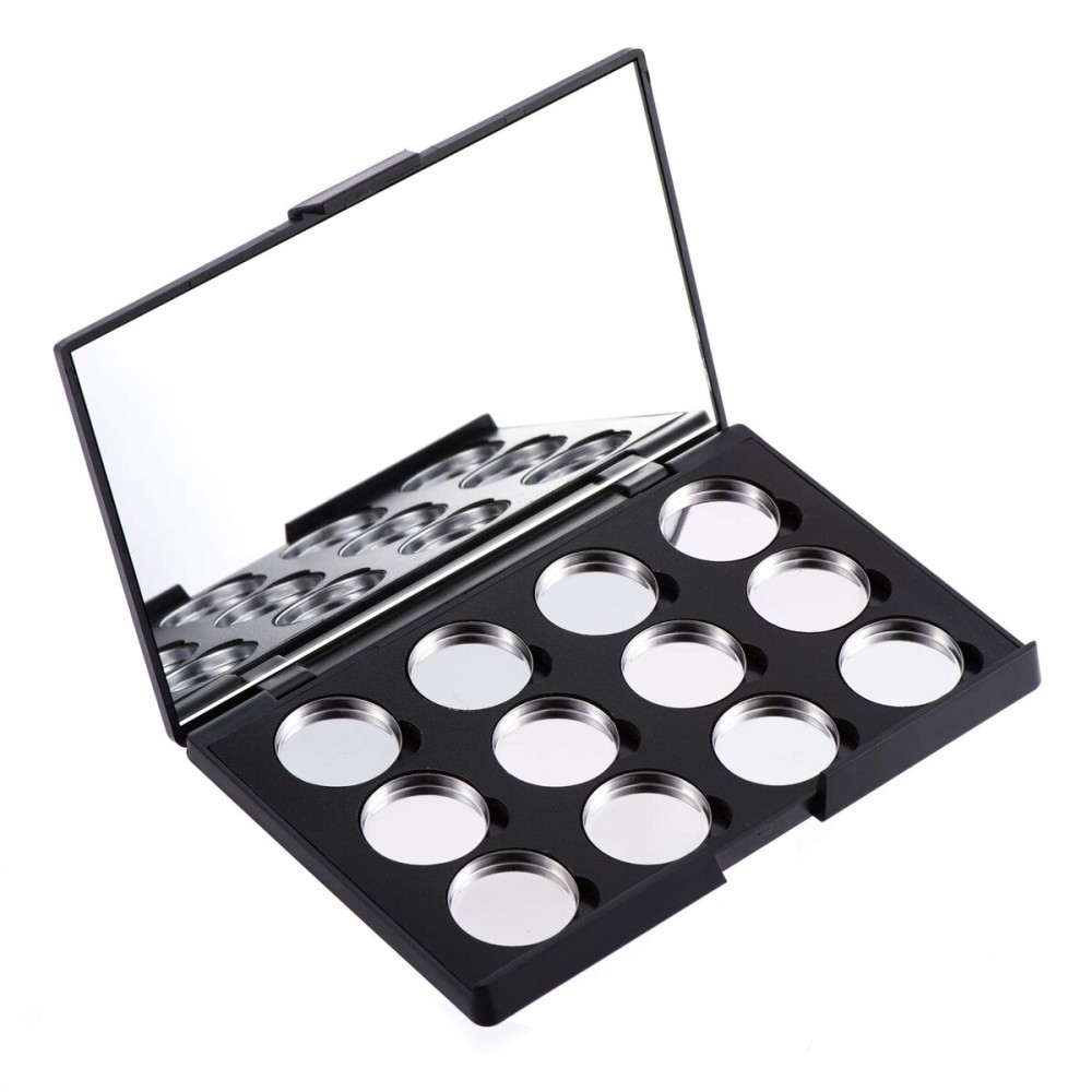 Allwon Empty Magnetic Eyeshadow Makeup Palette with Mirror and 12Pcs 26mm Round Metal Pans Allwon Empty Magnetic Eyeshadow Makeup Palette with Mirror and 12Pcs 26mm Round Metal Pans