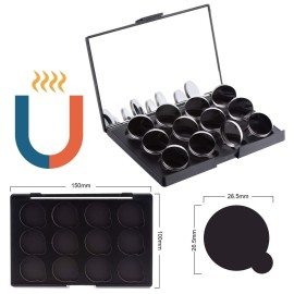 Allwon Empty Magnetic Eyeshadow Makeup Palette with Mirror and 12Pcs 26mm Round Metal Pans Allwon Empty Magnetic Eyeshadow Makeup Palette with Mirror and 12Pcs 26mm Round Metal Pans