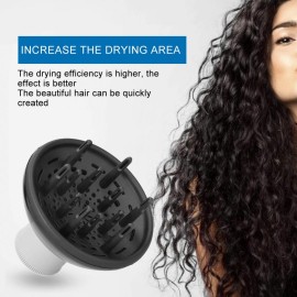 Universal Hair Diffuser, Professional Hair Dryer Diffuser Hairdressing Blower Diffuser Wind Cover Black for Curly or Wavy Hair