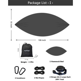 Sunyear Hammock Camping with Rain Fly Tarp and Net, Portable Camping Hammock Double Tree Hammock Outdoor Indoor Backpacking Travel & Survival, 2 Tree Straps,100% Waterproof Black Bundle