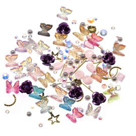 3D Nail Stud Butterfly Rose Nail Charms Aurora Colorful Nail Art Glitter with Rhinestone Artificial Pearl Nail Stickers for Women Girls DIY Craft Jewel Flower (light purple) 3D Nail Stud Butterfly Rose Nail Charms Aurora Colorful Nail Art Glitter with Rhinestone Artificial Pearl Nail Stickers for Women Girls DIY Craft Jewel Flower (light purple)