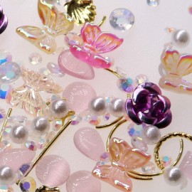 3D Nail Stud Butterfly Rose Nail Charms Aurora Colorful Nail Art Glitter with Rhinestone Artificial Pearl Nail Stickers for Women Girls DIY Craft Jewel Flower (light purple) 3D Nail Stud Butterfly Rose Nail Charms Aurora Colorful Nail Art Glitter with Rhinestone Artificial Pearl Nail Stickers for Women Girls DIY Craft Jewel Flower (light purple)