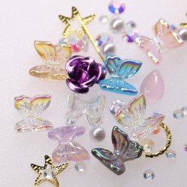 3D Nail Stud Butterfly Rose Nail Charms Aurora Colorful Nail Art Glitter with Rhinestone Artificial Pearl Nail Stickers for Women Girls DIY Craft Jewel Flower (light purple) 3D Nail Stud Butterfly Rose Nail Charms Aurora Colorful Nail Art Glitter with Rhinestone Artificial Pearl Nail Stickers for Women Girls DIY Craft Jewel Flower (light purple)