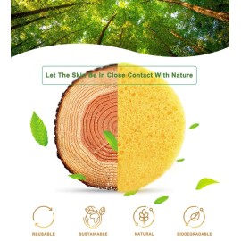 50-Count Compressed Facial Sponges for Daily Cleansing and Gentle Exfoliating, 100% Natural Cellulose Spa Sponge Perfect for Removing Dead Skin, Dirt and Makeup