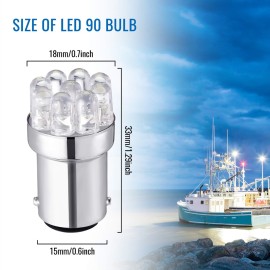 Honoson 4 Pieces LED 90 Bulb 1004 Marine LED Replacement Bulb BA15D LED Bulb for Boat Navigation Lights, Boat Anchor Lights, Stern Lights, DC 12v