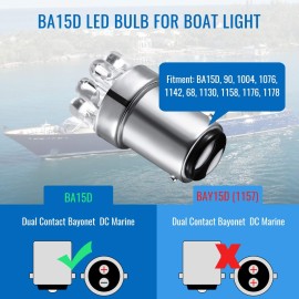 Honoson 4 Pieces LED 90 Bulb 1004 Marine LED Replacement Bulb BA15D LED Bulb for Boat Navigation Lights, Boat Anchor Lights, Stern Lights, DC 12v