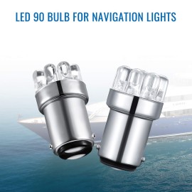 Honoson 4 Pieces LED 90 Bulb 1004 Marine LED Replacement Bulb BA15D LED Bulb for Boat Navigation Lights, Boat Anchor Lights, Stern Lights, DC 12v