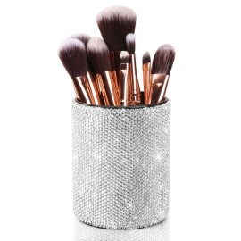 OTOSTAR Bling Crystal Makeup Brush Holder Organizer Storage Cosmetic Tools Eyebrow Pencil Eyeliners, Multifunctional Handcrafted Rhinestones Pen Holder for Home Office (Silver) OTOSTAR Bling Crystal Makeup Brush Holder Organizer Storage Cosmetic Tools Eyebrow Pencil Eyeliners, Multifunctional Handcrafted Rhinestones Pen Holder for Home Office (Silver)