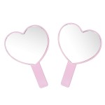 TOPYHL 2PCS Heart-Shaped Makeup Hand Mirror,Travel Handheld Mirror Portable Personal Cosmetic Mirror with Handle (Pink)