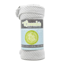 Woombie Organic Baby Swaddling Blanket, Lightweight Breathable Swaddle, Baby Receiving Blanket, Powder Gray, 44 x 44 inches