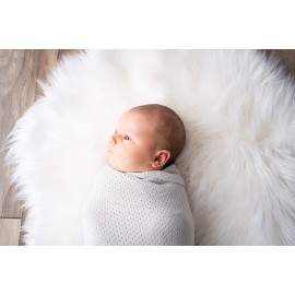 Woombie Organic Baby Swaddling Blanket, Lightweight Breathable Swaddle, Baby Receiving Blanket, Powder Gray, 44 x 44 inches