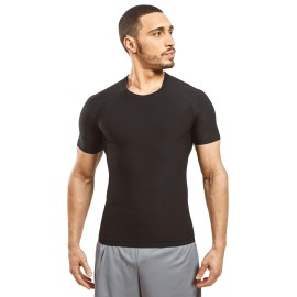 Sweat Shaper Men\'s Athletic Tee, Short Sleeve Compression T-Shirt, Performance Baselayer Workout Shirt (Black, Medium)