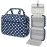 PAVILIA Hanging Toiletry Bag Travel Bag Women Men, Foldable Cosmetic Organizer, Roll up Makeup Bag, Water Resistant Accessories Toiletries, Large Travel Essentials Kit (Navy Polka Dot)