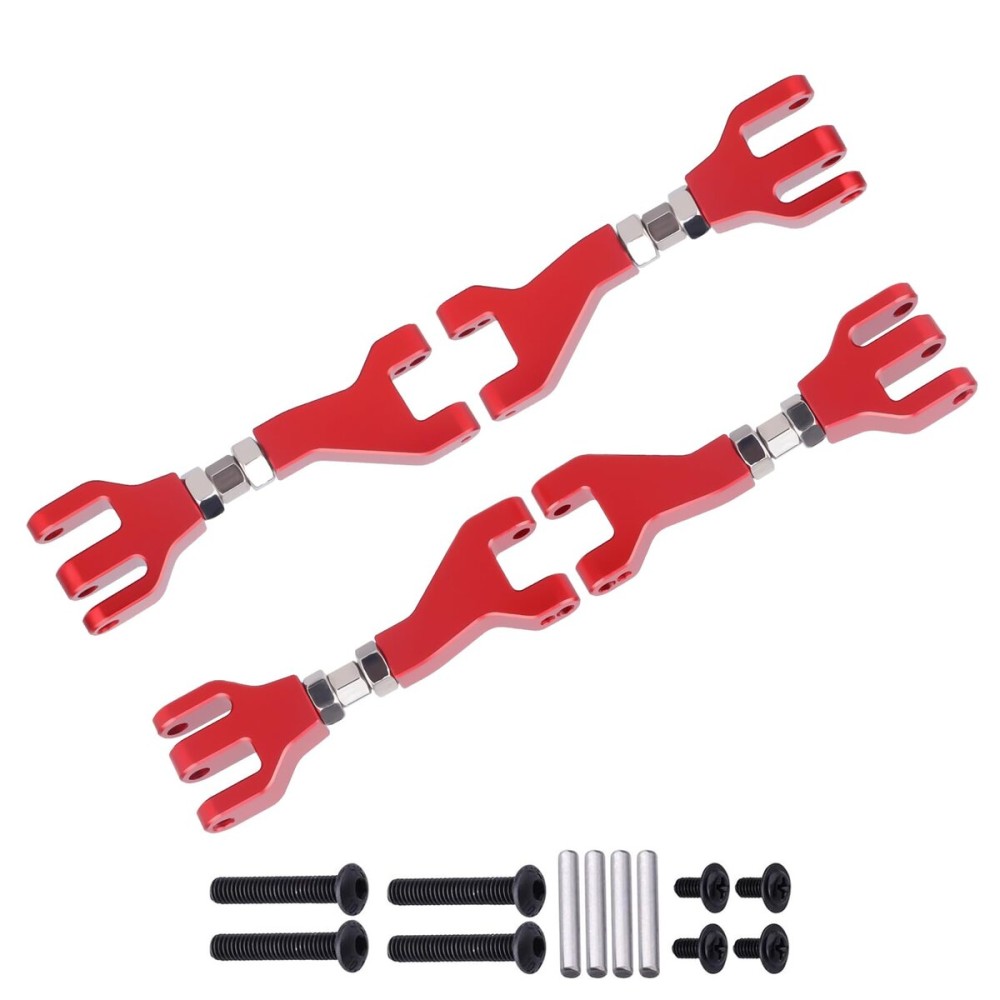 HobbyPark Aluminum Front & Rear Upper Suspension Arms for 1/10 Redcat Blackout XTE Upgrades Parts, fit XBE SC Pro, Replace BS213-002 / BLH-0001GM (4-Pack) (Red)