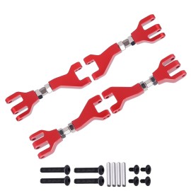 HobbyPark Aluminum Front & Rear Upper Suspension Arms for 1/10 Redcat Blackout XTE Upgrades Parts, fit XBE SC Pro, Replace BS213-002 / BLH-0001GM (4-Pack) (Red)