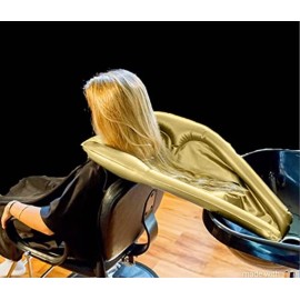 Inflatable Shampoo Funnel Cape for Washing Hair in Any Chair and Basin. Gold Portable Tray Device to Use in Salon, at Home, Nursing Home or Hospital to Help Keep Clothes Dry! Pump Included!