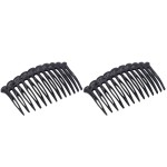 Parcelona French Twisted Edge Black 3 Celluloid Set of 2 Flexible 13 teeth Side Hair Combs for Women and Girls