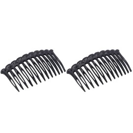 Parcelona French Twisted Edge Black 3 Celluloid Set of 2 Flexible 13 teeth Side Hair Combs for Women and Girls