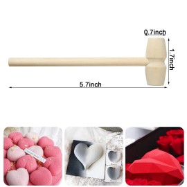 24 Pcs Mini Wooden Hammers for Breakable Chocolate, Natural Wood Toy Mallets for Kids