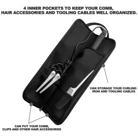 Beautyflier Universal Curling Iron Travel Case, Canvas Heat-Resistant Curling & Flat Iron Holder Travel Case, Hot Curling Iron Holder for Hair Tools Travel Bag or Daily Use (Flower White)