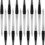 12 Pcs Metal Nail File 6.7 Inch Stainless Steel Nail File Double Sides with Anti Slip Handle Fingernails Toenails Manicure Tool for Woman and Men(Black)