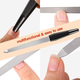 12 Pcs Metal Nail File 6.7 Inch Stainless Steel Nail File Double Sides with Anti Slip Handle Fingernails Toenails Manicure Tool for Woman and Men(Black)