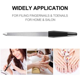 12 Pcs Metal Nail File 6.7 Inch Stainless Steel Nail File Double Sides with Anti Slip Handle Fingernails Toenails Manicure Tool for Woman and Men(Black)