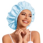 Satin Bonnet Silk Bonnet Hair Bonnet for Sleeping-Slouchy Beanie Hat Satin Sleep Cap for Women\'s Natural & Curly Hair(Blue)