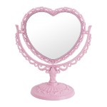 D&XQAUO Pink Heart Shaped Mirror - Coquette Room Decor for Desk, Vanity & Bathroom - Cute Table Mirror with Stand