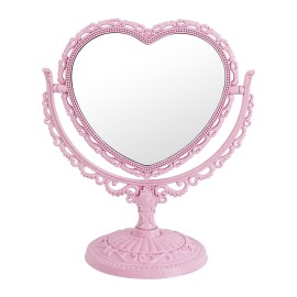 D&XQAUO Pink Heart Shaped Mirror - Coquette Room Decor for Desk, Vanity & Bathroom - Cute Table Mirror with Stand D&XQAUO Pink Heart Shaped Mirror - Coquette Room Decor for Desk, Vanity & Bathroom - Cute Table Mirror with Stand