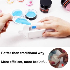 2 in 1 Dip Powder Recycling System & French Tip Model Dip Nail Tray, Dip Powder Nail Glitter Holder Saver (White)