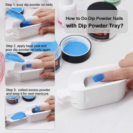 2 in 1 Dip Powder Recycling System & French Tip Model Dip Nail Tray, Dip Powder Nail Glitter Holder Saver (White)
