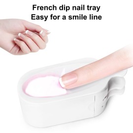 2 in 1 Dip Powder Recycling System & French Tip Model Dip Nail Tray, Dip Powder Nail Glitter Holder Saver (White)