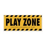 Stupell Industries Play Zone Caution Children Construction Sign Yellow Black, Designed by Stephanie Workman Marrott Wall Plaque, 7 x 17